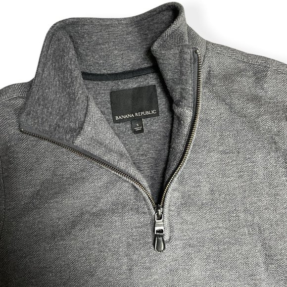 Men’s Gray Banana Republic Grey 1/4 Zip Wool Blend Sweater Small - Picture 3 of 5